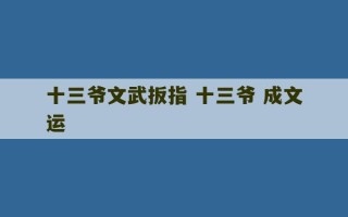 十三爷文武扳指 十三爷 成文运