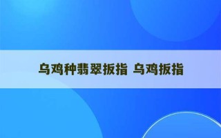 乌鸡种翡翠扳指 乌鸡扳指