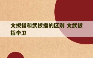 文扳指和武扳指的区别 文武扳指李卫