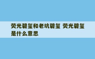 荧光碧玺和老坑碧玺 荧光碧玺是什么意思