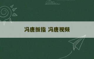 冯唐扳指 冯唐视频