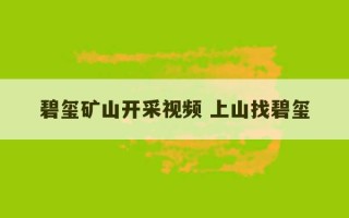 碧玺矿山开采视频 上山找碧玺