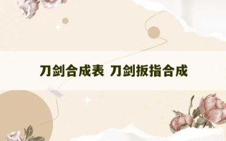 刀剑合成表 刀剑扳指合成