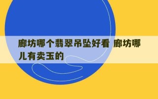 廊坊哪个翡翠吊坠好看 廊坊哪儿有卖玉的