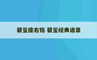 碧玺座右铭 碧玺经典语录