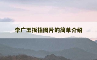 李广玉扳指图片的简单介绍