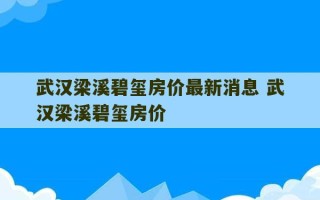 武汉梁溪碧玺房价最新消息 武汉梁溪碧玺房价