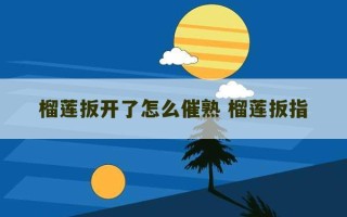 榴莲扳开了怎么催熟 榴莲扳指