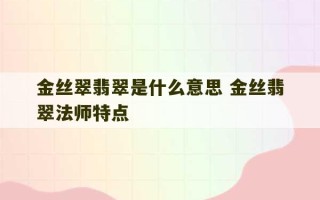 金丝翠翡翠是什么意思 金丝翡翠法师特点