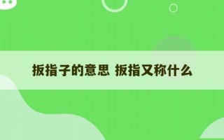 扳指子的意思 扳指又称什么