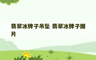 翡翠冰牌子吊坠 翡翠冰牌子图片