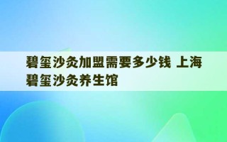 碧玺沙灸加盟需要多少钱 上海碧玺沙灸养生馆