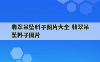 翡翠吊坠料子图片大全 翡翠吊坠料子图片