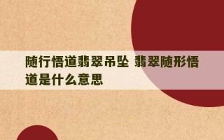 随行悟道翡翠吊坠 翡翠随形悟道是什么意思