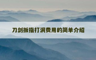 刀剑扳指打洞费用的简单介绍