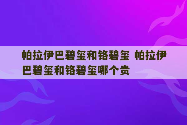 帕拉伊巴碧玺和铬碧玺 帕拉伊巴碧玺和铬碧玺哪个贵-第1张图片-文玩群