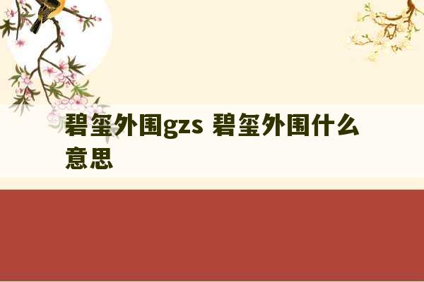 碧玺外围gzs 碧玺外围什么意思-第1张图片-文玩群