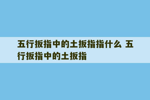 五行扳指中的土扳指指什么 五行扳指中的土扳指-第1张图片-文玩群