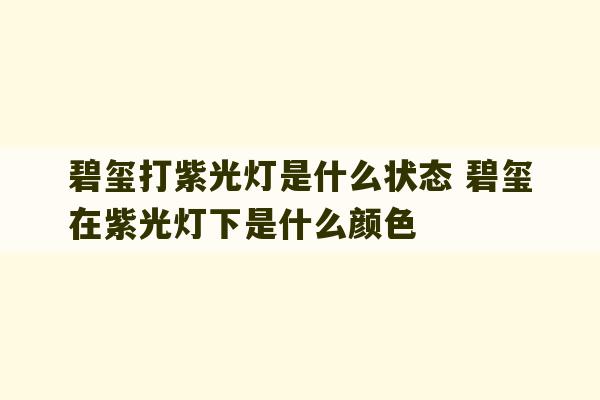 碧玺打紫光灯是什么状态 碧玺在紫光灯下是什么颜色-第1张图片-文玩群