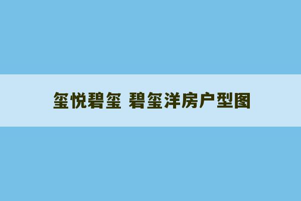 玺悦碧玺 碧玺洋房户型图-第1张图片-文玩群