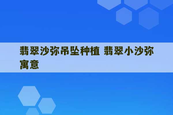 翡翠沙弥吊坠种植 翡翠小沙弥寓意-第1张图片-文玩群