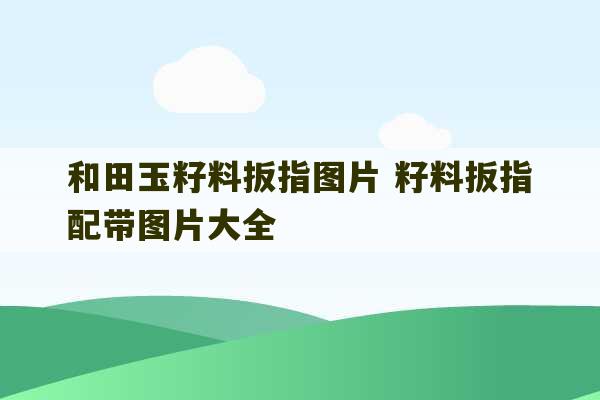 和田玉籽料扳指图片 籽料扳指配带图片大全-第1张图片-文玩群