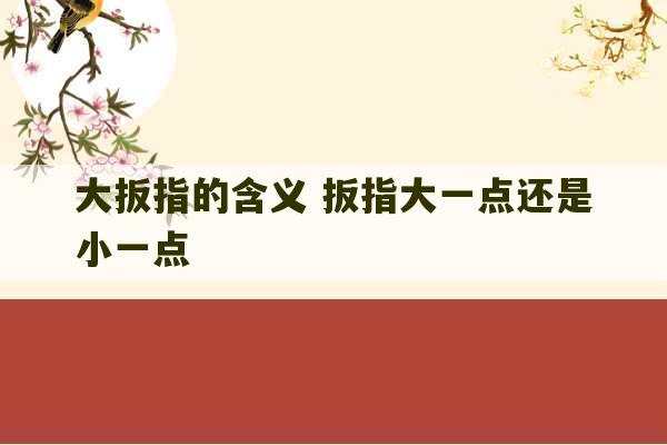 大扳指的含义 扳指大一点还是小一点-第1张图片-文玩群