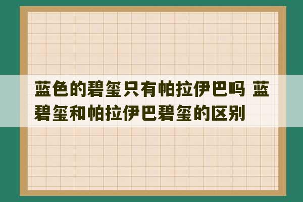 蓝色的碧玺只有帕拉伊巴吗 蓝碧玺和帕拉伊巴碧玺的区别-第1张图片-文玩群