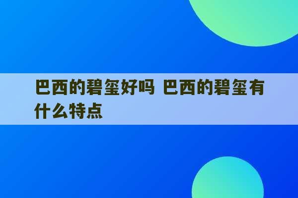 巴西的碧玺好吗 巴西的碧玺有什么特点-第1张图片-文玩群