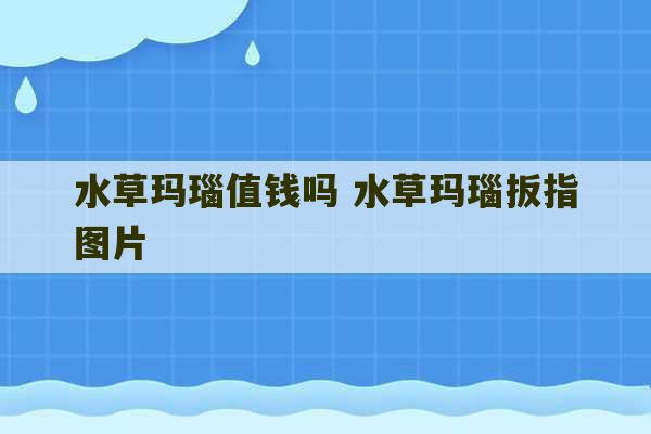 水草玛瑙值钱吗 水草玛瑙扳指图片-第1张图片-文玩群