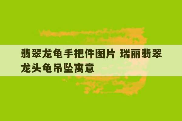 翡翠龙龟手把件图片 瑞丽翡翠龙头龟吊坠寓意-第1张图片-文玩群