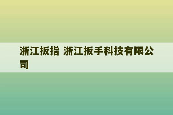 浙江扳指 浙江扳手科技有限公司-第1张图片-文玩群