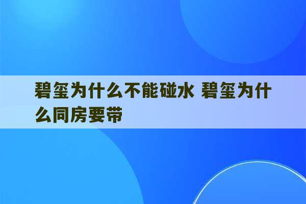 碧玺为什么不能碰水 碧玺为什么同房要带-第1张图片-文玩群