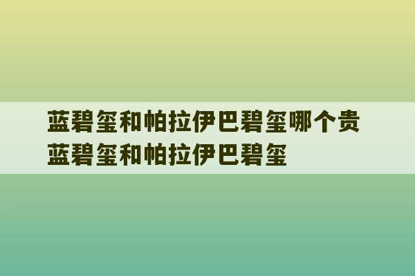 蓝碧玺和帕拉伊巴碧玺哪个贵 蓝碧玺和帕拉伊巴碧玺-第1张图片-文玩群