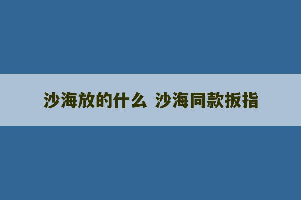 沙海放的什么 沙海同款扳指-第1张图片-文玩群