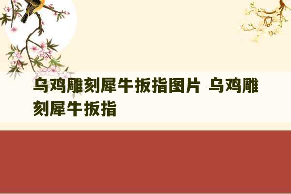 乌鸡雕刻犀牛扳指图片 乌鸡雕刻犀牛扳指-第1张图片-文玩群