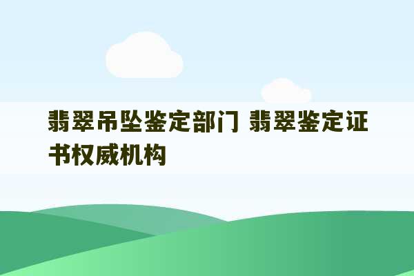 翡翠吊坠鉴定部门 翡翠鉴定证书权威机构-第1张图片-文玩群