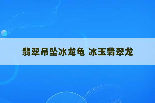 翡翠吊坠冰龙龟 冰玉翡翠龙-第1张图片-文玩群