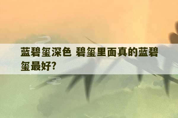 蓝碧玺深色 碧玺里面真的蓝碧玺最好?-第1张图片-文玩群