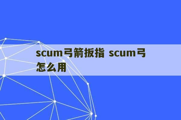 scum弓箭扳指 scum弓怎么用-第1张图片-文玩群