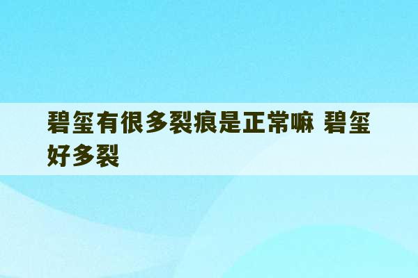 碧玺有很多裂痕是正常嘛 碧玺好多裂-第1张图片-文玩群