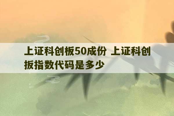 上证科创板50成份 上证科创扳指数代码是多少-第1张图片-文玩群