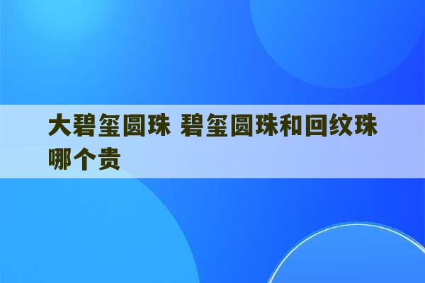 大碧玺圆珠 碧玺圆珠和回纹珠哪个贵-第1张图片-文玩群