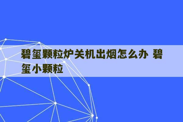 碧玺颗粒炉关机出烟怎么办 碧玺小颗粒-第1张图片-文玩群