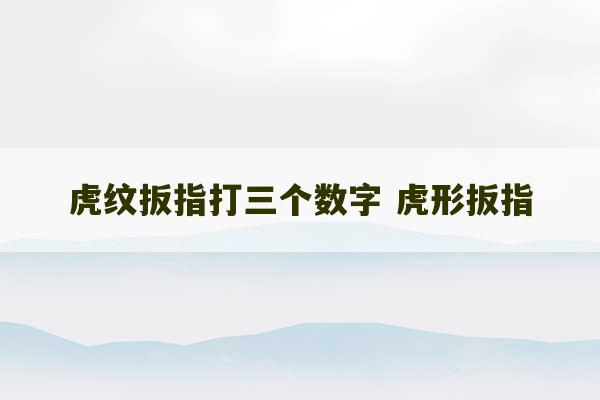 虎纹扳指打三个数字 虎形扳指-第1张图片-文玩群