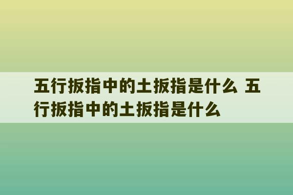 五行扳指中的土扳指是什么 五行扳指中的土扳指是什么-第1张图片-文玩群