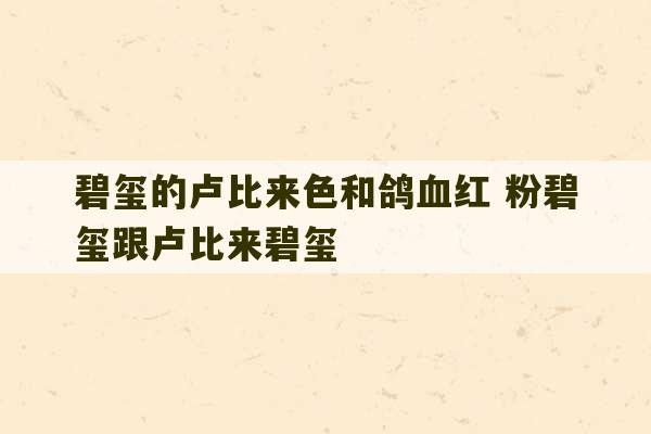 碧玺的卢比来色和鸽血红 粉碧玺跟卢比来碧玺-第1张图片-文玩群