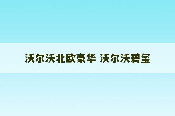 沃尔沃北欧豪华 沃尔沃碧玺-第1张图片-文玩群