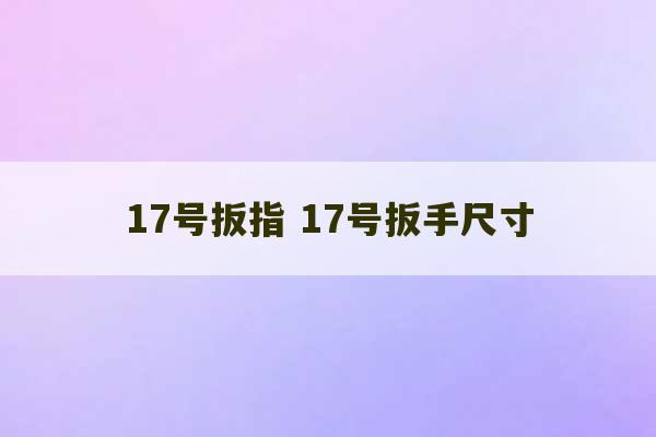 17号扳指 17号扳手尺寸-第1张图片-文玩群